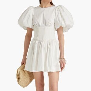 Aje Gianna gathered cotton-poplin mini dress